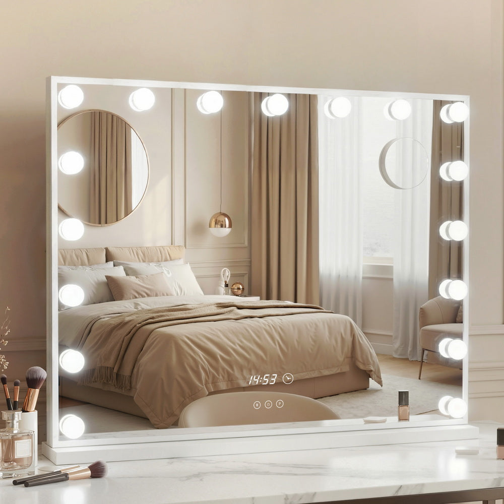 80x60cm Hollywood Vanity Mirror - LED Light Tabletop White | Makeup Mirrors