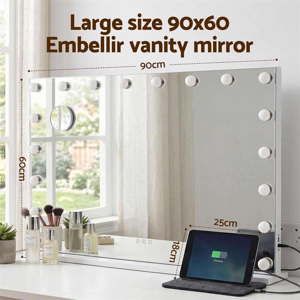 Hollywood Vanity Mirror 90x60cm 18 LED Bulbs | Simpledeals