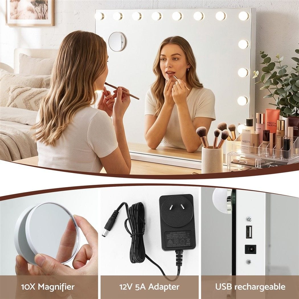 Hollywood Vanity Mirror 90x60cm 18 LED Bulbs | Simpledeals