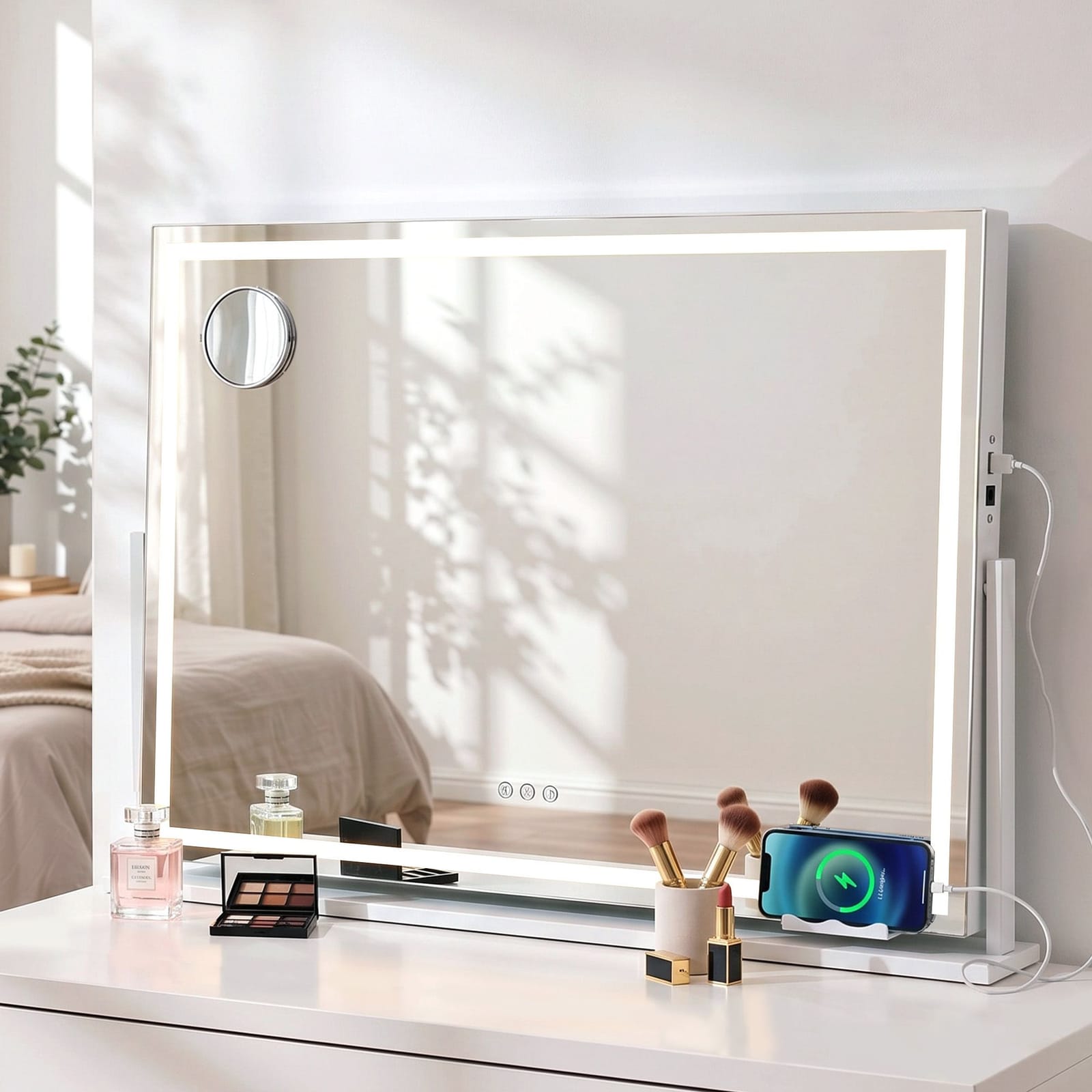 LED Vanity Mirror 100x70cm 360° Rotate 10x Mag | Simpledeals