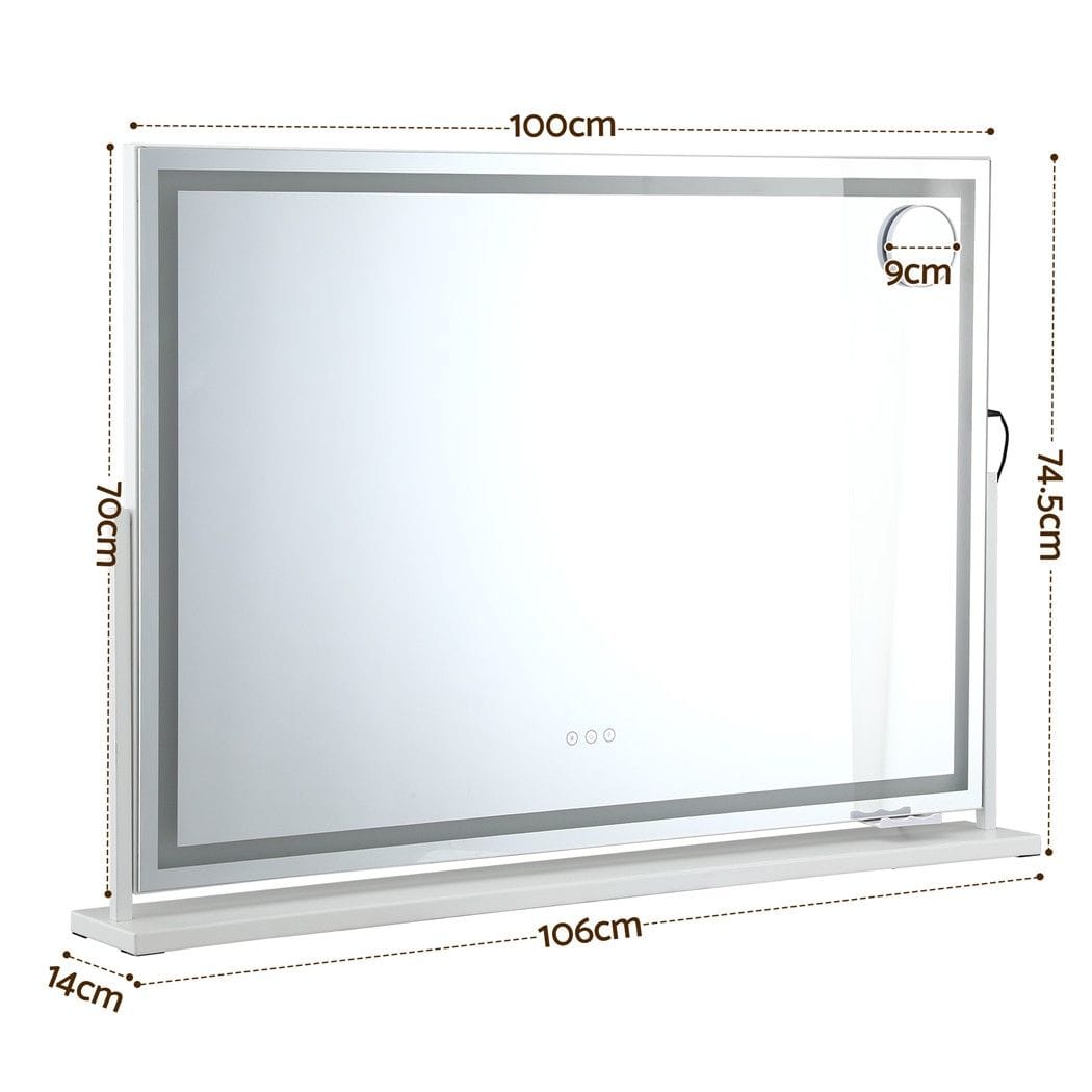 LED Vanity Mirror 100x70cm 360° Rotate 10x Mag | Simpledeals