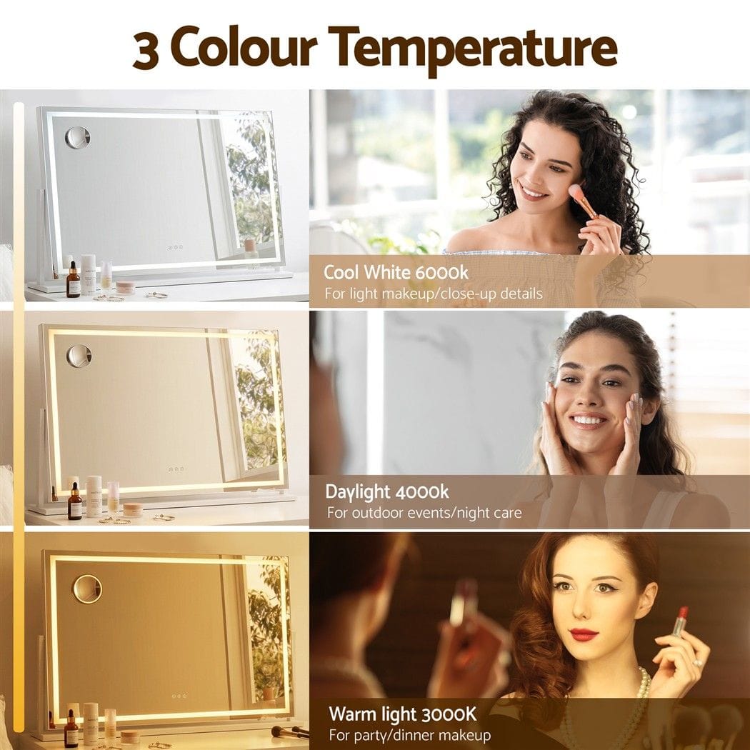 LED Vanity Mirror 100x70cm 360° Rotate 10x Mag | Simpledeals