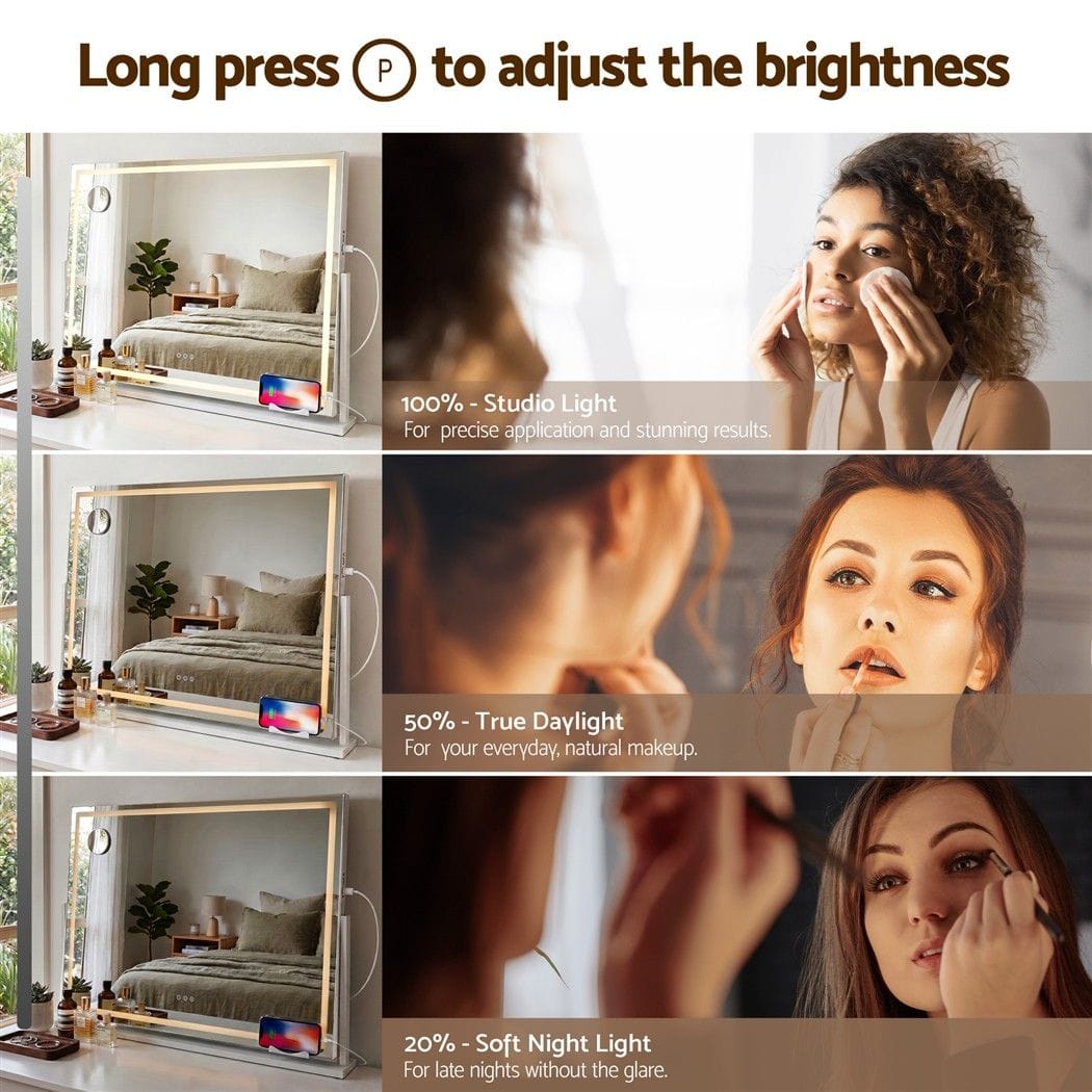 LED Vanity Mirror 100x70cm 360° Rotate 10x Mag | Simpledeals