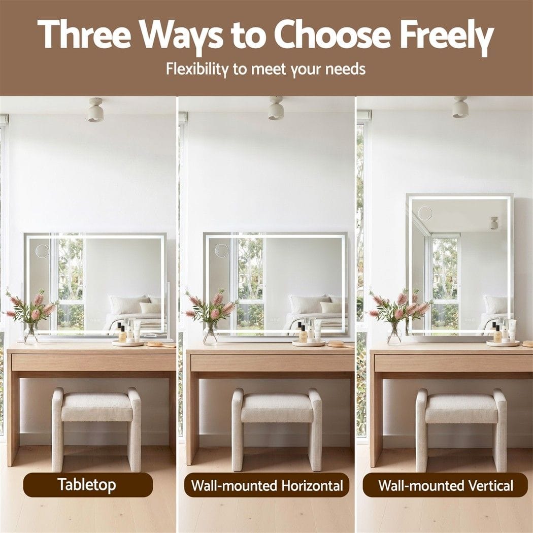 LED Vanity Mirror 100x70cm 360° Rotate 10x Mag | Simpledeals