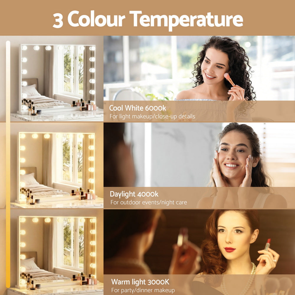 Makeup Mirror Hollywood Vanity with LED Light Tabletop Wall