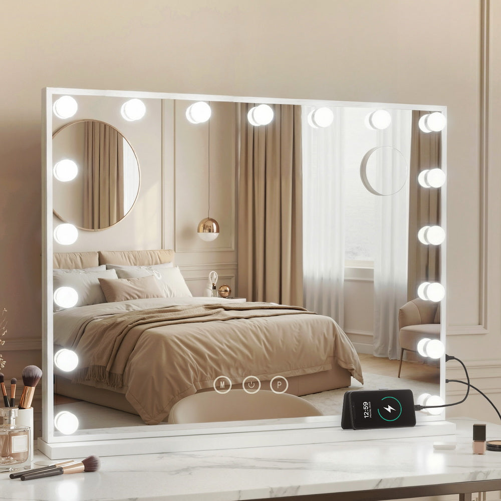 Makeup Mirror Hollywood Vanity with LED Light Tabletop Wall