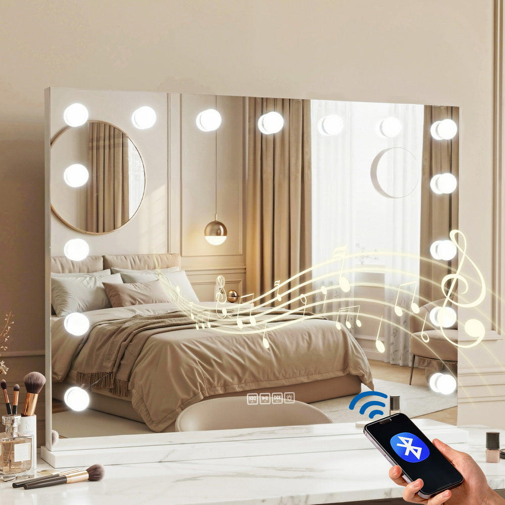 Bluetooth Makeup Mirror 80x58cm Hollywood Vanity with LED Light Wall