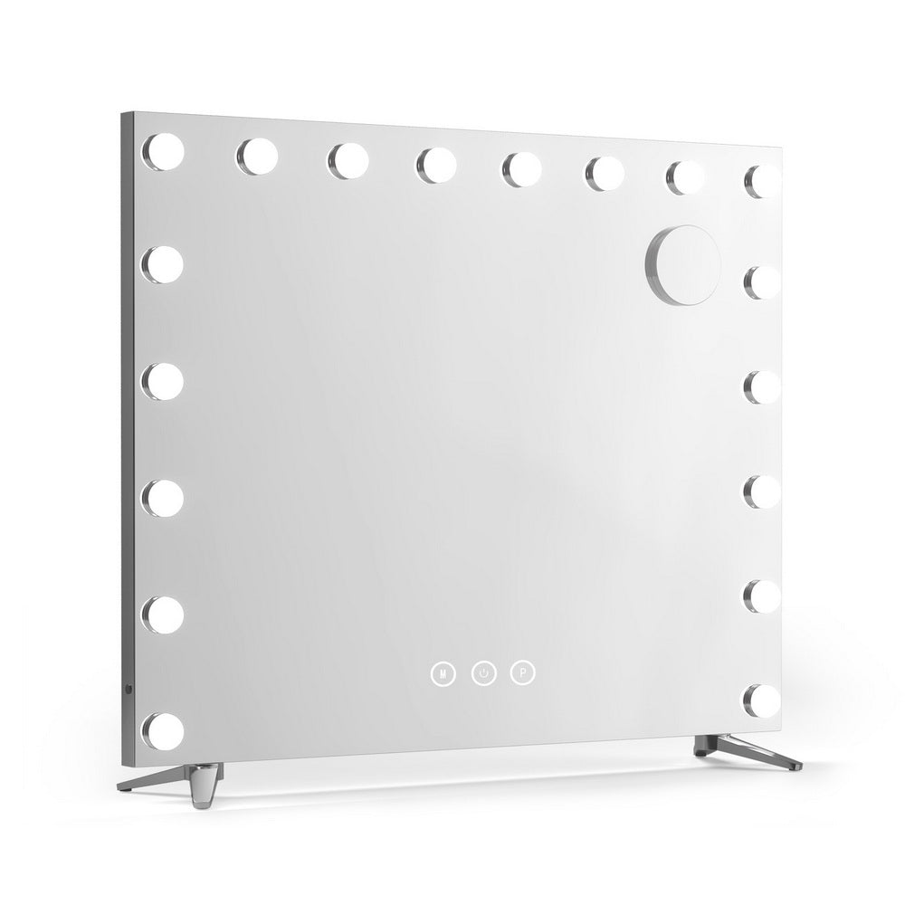 80x65cm Makeup Mirror Hollywood Vanity with LED Light Silver Legs