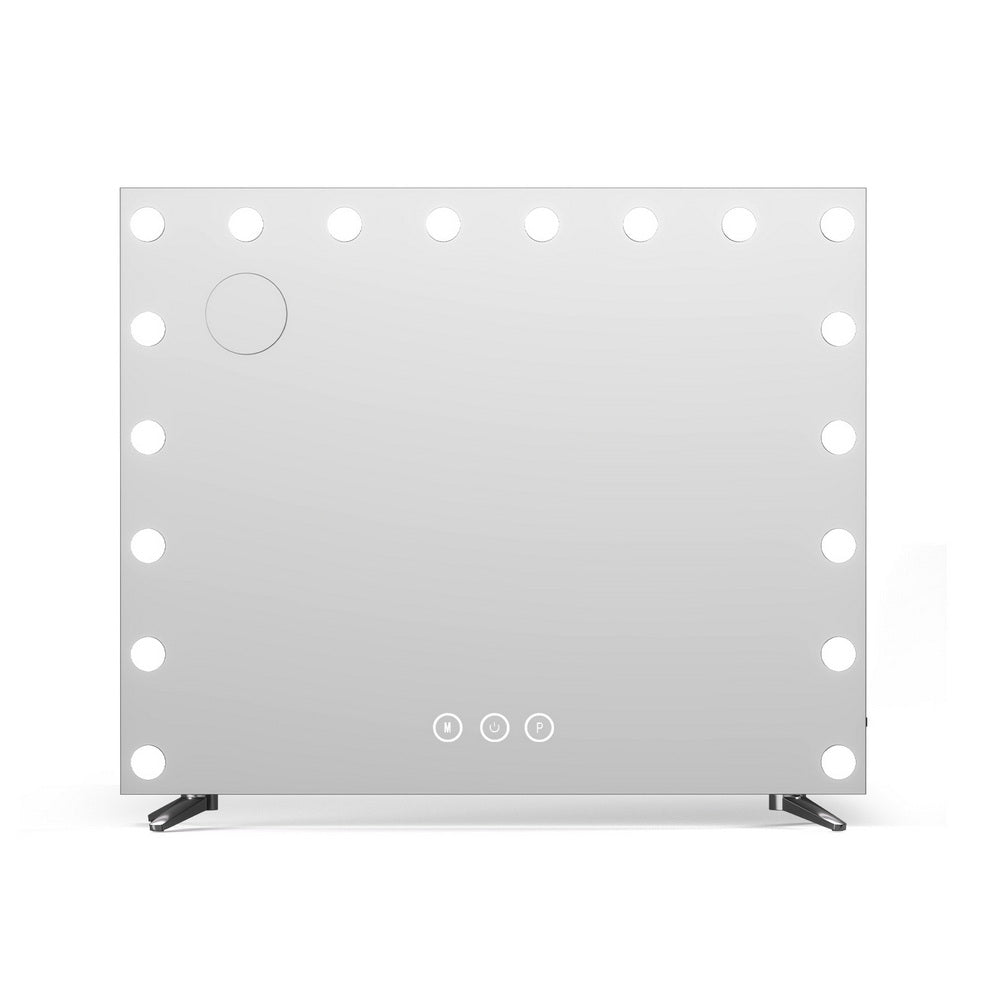 80x65cm Makeup Mirror Hollywood Vanity with LED Light Silver Legs