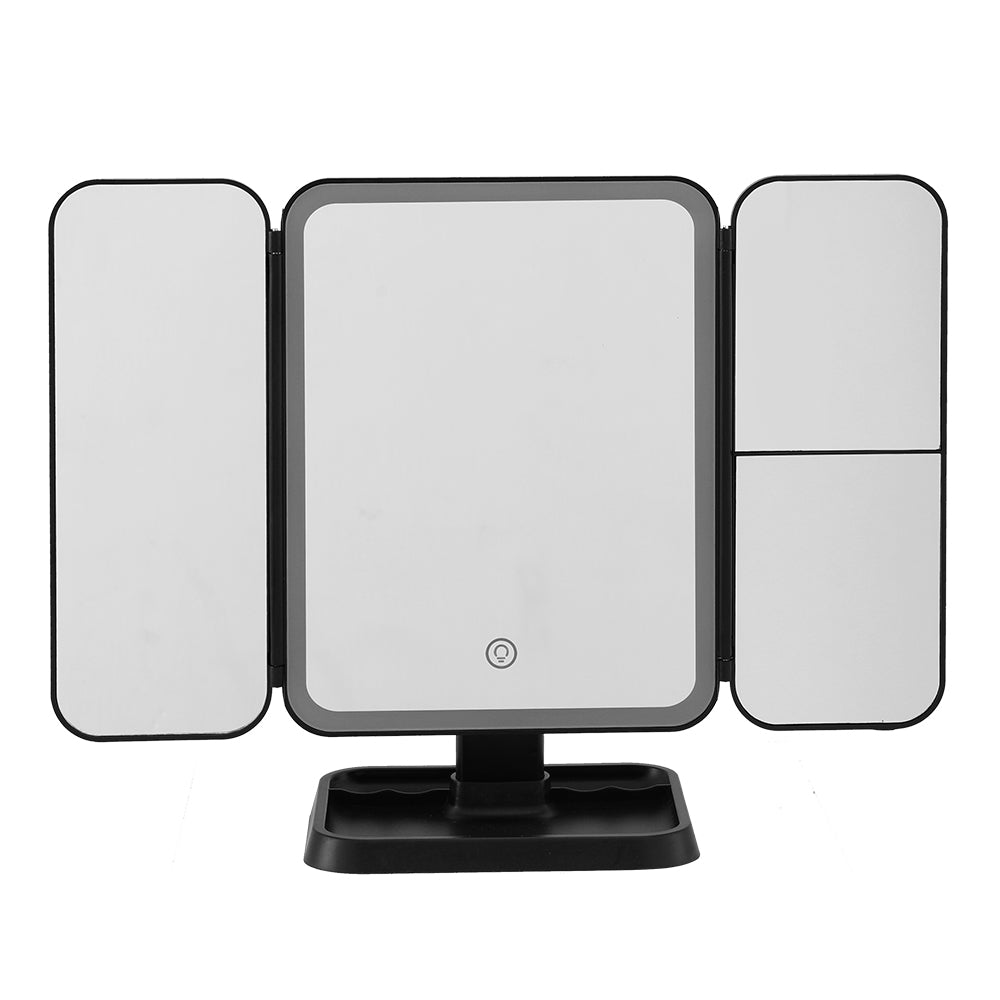 Modern LED Lighted Vanity Mirror - Tri-Fold with Makeup Mirrors