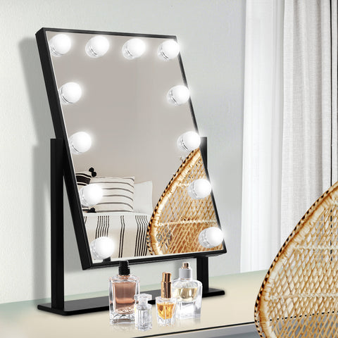 Makeup Mirror Hollywood With Light Round 360° Rotation Tabletop 12