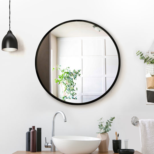 Wall Mirror Makeup 50Cm Home Decor Framed Mirrors Bathroom Round Black - Makeup Mirrors