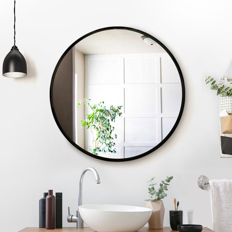 Wall Mirror Makeup 60Cm Home Decor Framed Mirrors Bathroom Round Black