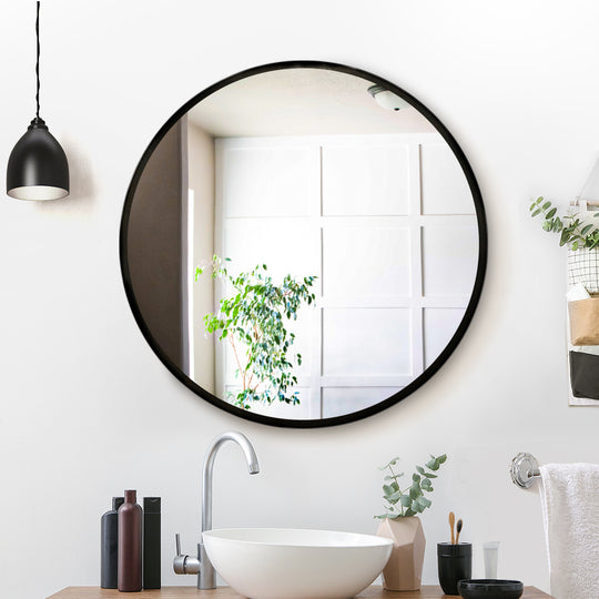 Wall Mirror Makeup 70Cm Home Decor Framed Mirrors Bathroom Round Black - Makeup Mirrors