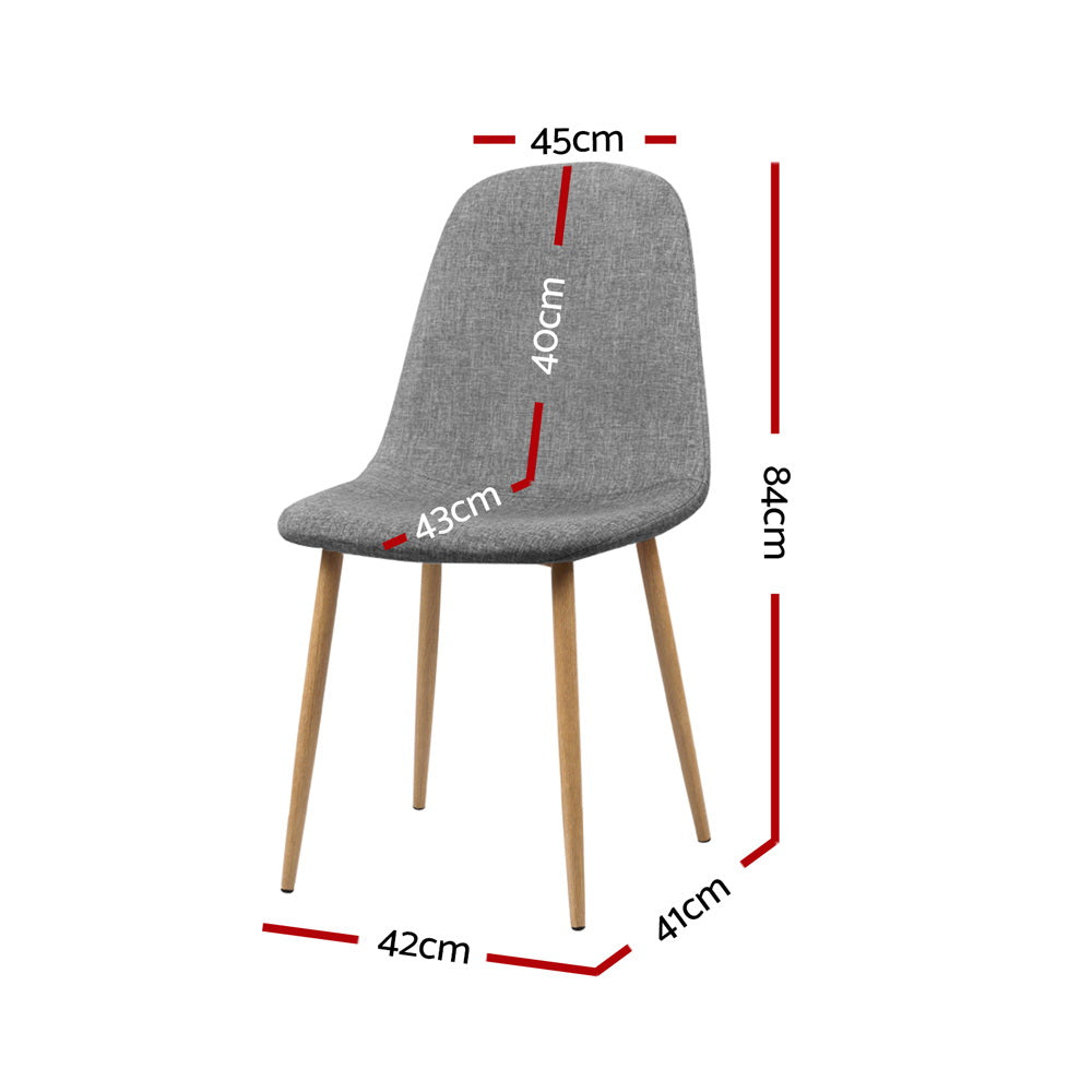 Dining Chairs Set of 4 Linen Fabric Grey Upholstered Modern Kitchen Chairs Iron Legs