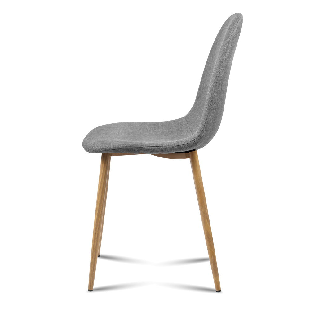 Dining Chairs Set of 4 Linen Fabric Grey Upholstered Modern Kitchen Chairs Iron Legs