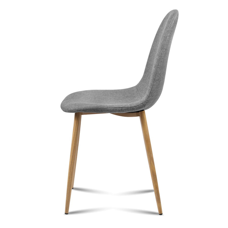 Set of 4 Linen Dining Chairs Light Grey Modern Design