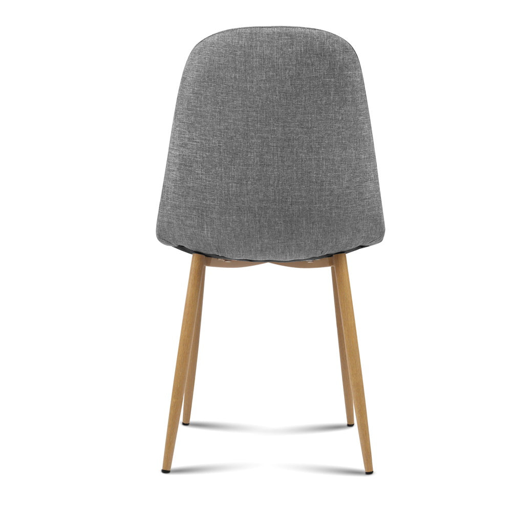 Dining Chairs Set of 4 Linen Fabric Grey Upholstered Modern Kitchen Chairs Iron Legs