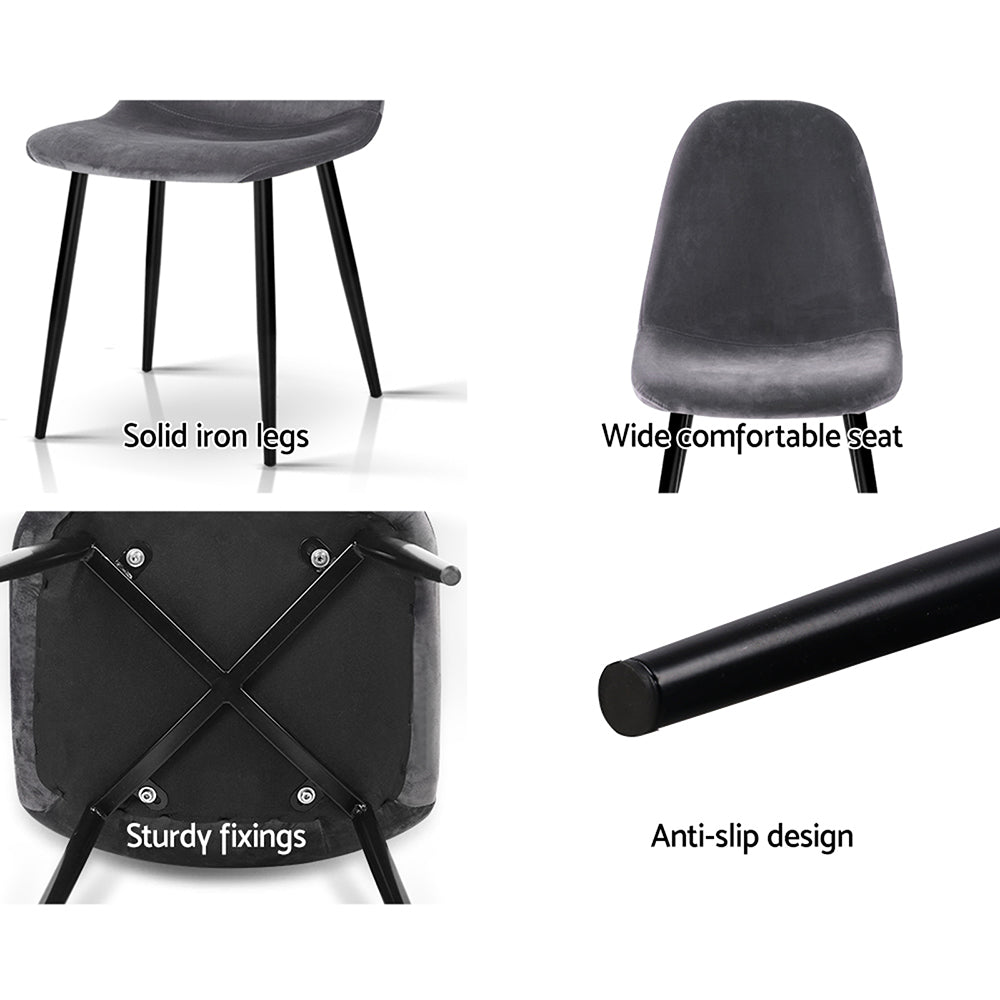Dining Chairs Grey Velvet Set Of 4 Nova