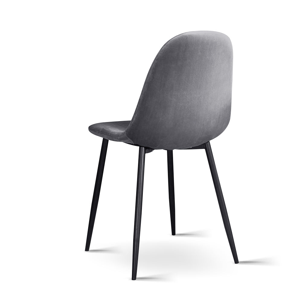 Dining Chairs Set of 4 Velvet Grey Upholstered Modern Kitchen Chairs Metal Legs