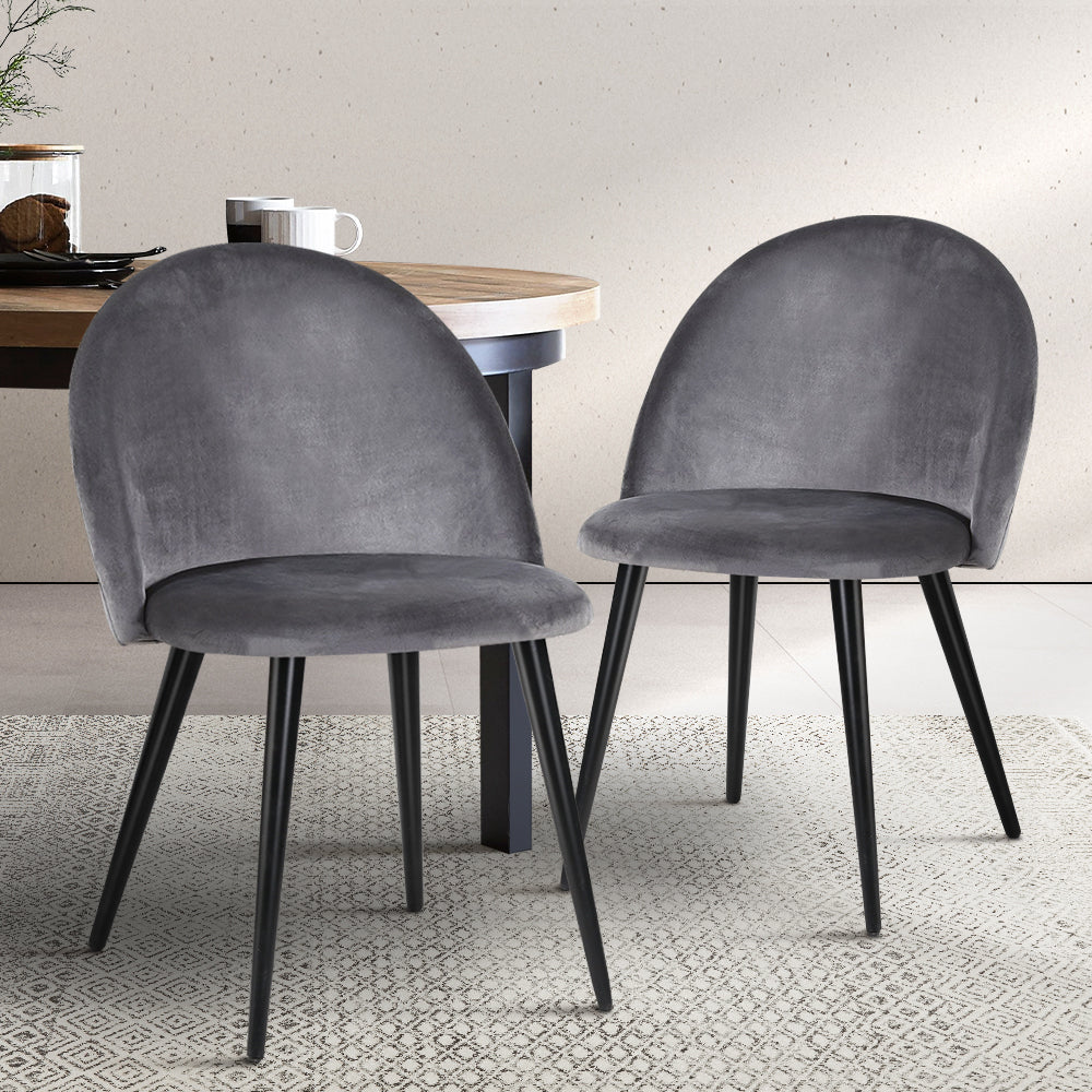 Velvet Modern Dining Chair - Dark Grey