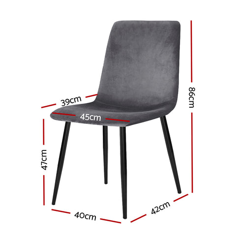 Dining Chairs Set Of 4 Velvet Horizontal Slope Grey