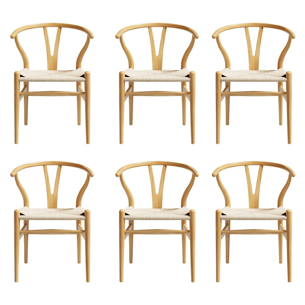 Dining Chairs Wooden Rattan Seat Wishbone Back