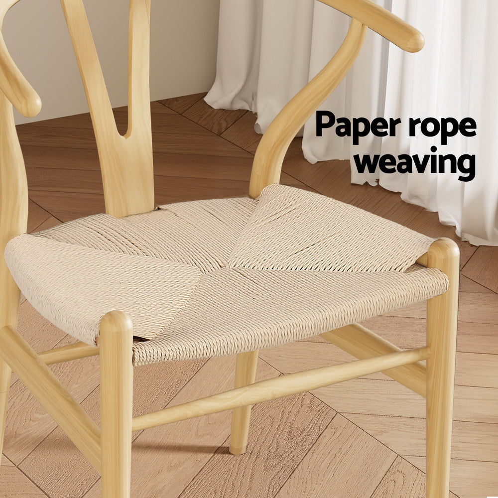 Dining Chairs Wooden Rattan Seat Wishbone Back