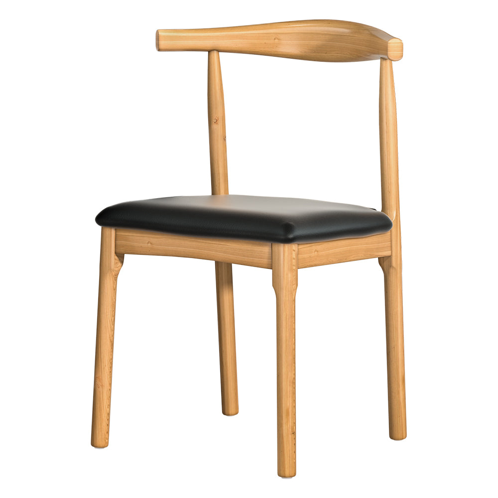 Office & Desk Chairs - Dining Chair Rubber Wood Leather Seat Black