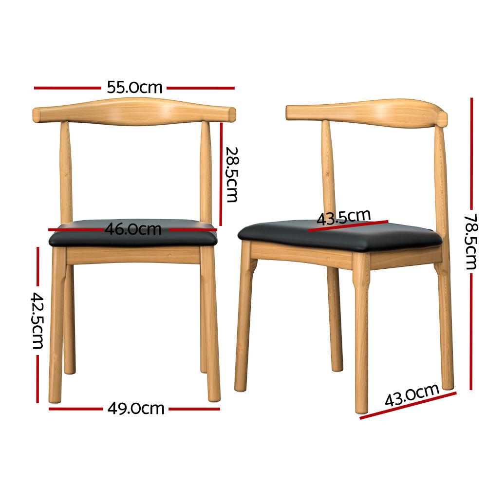 Dining Chair Rubber Wood Leather Seat Black | Black colour