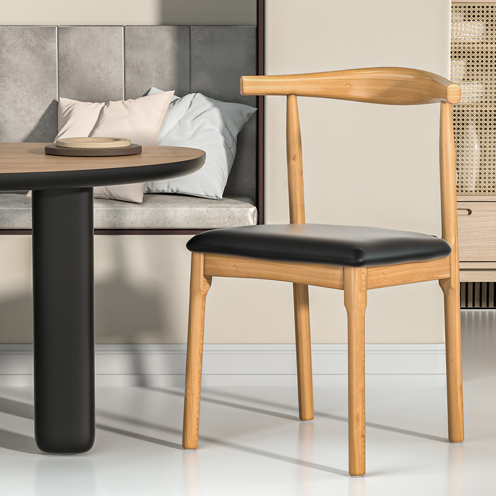 Cafe Replica - Dining Chair Rubber Wood Leather Seat Black