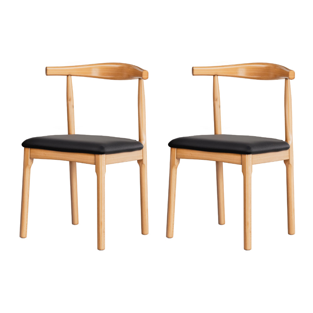 2x Black Leather Dining Chairs – Rubber Wood Frame, Modern and Elegant