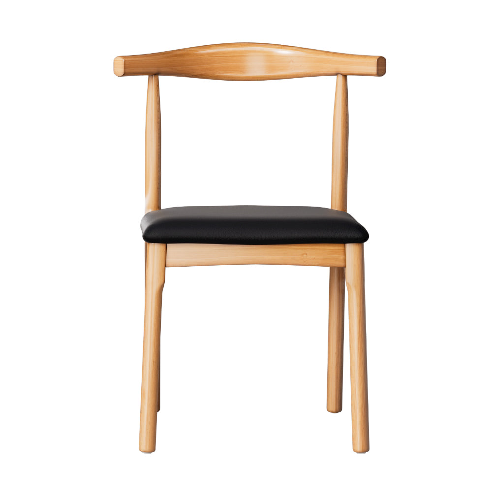 2x Black Leather Dining Chairs – Rubber Wood Frame, Modern and Elegant