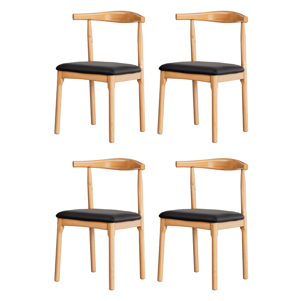 4x Black Leather Dining Chairs – Rubber Wood Frame, Sleek and Modern Design