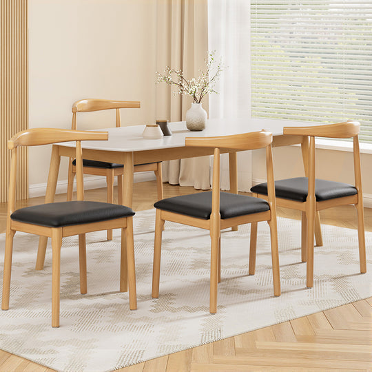 4x Black Leather Dining Chairs – Rubber Wood Frame, Sleek and Modern Design