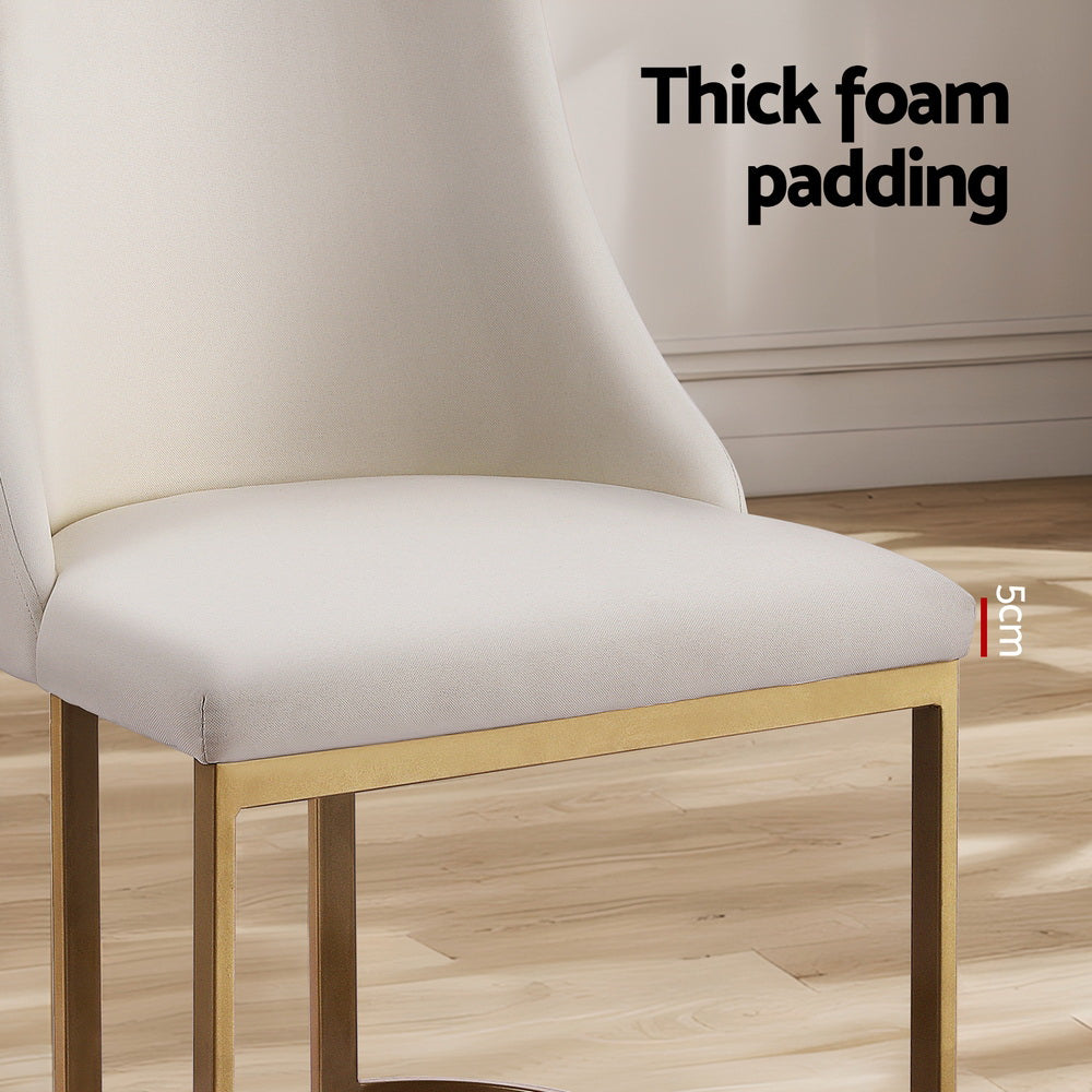 Dining Chairs Set Of 2 Linen Fabric Frame Beige