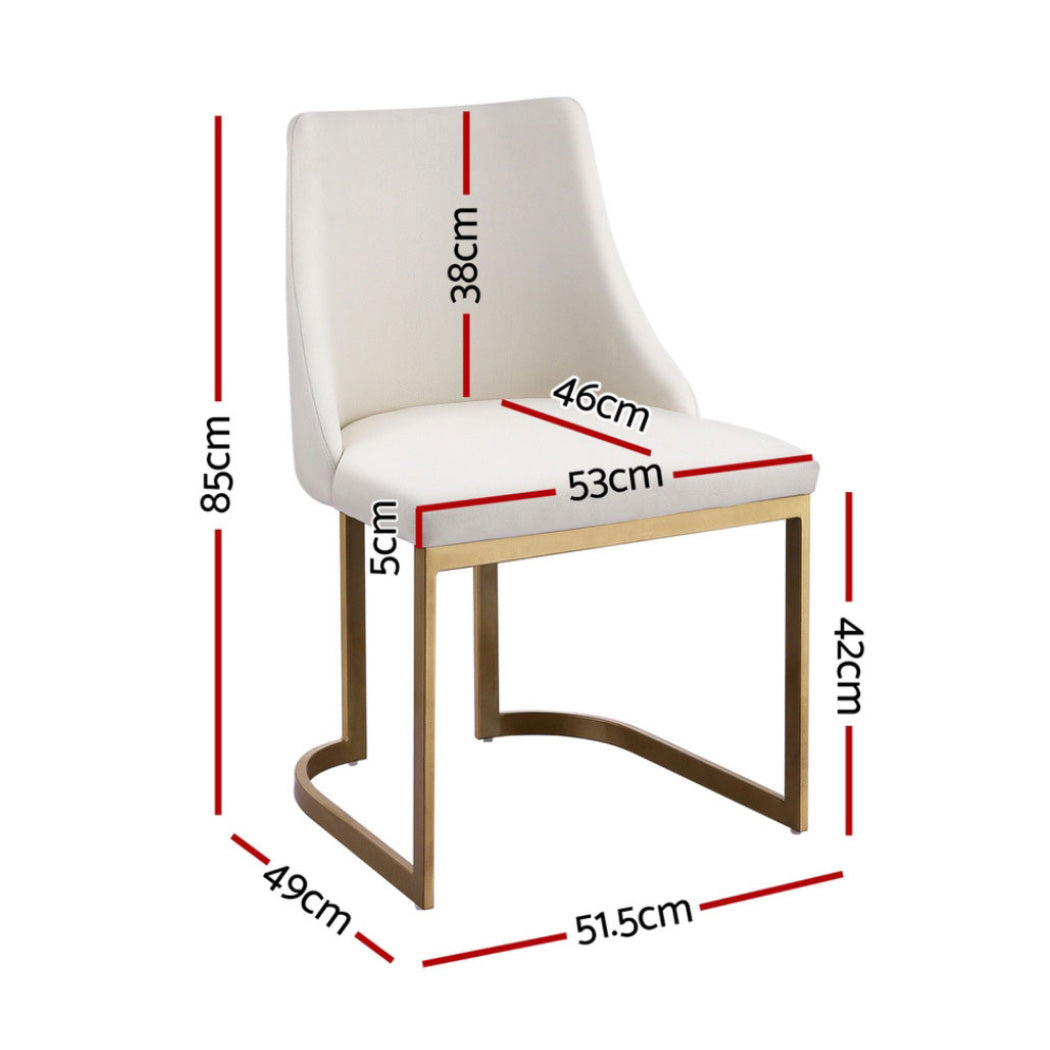 Set of 4 Dining Chairs with Beige Linen Fabric and Sturdy Frame
