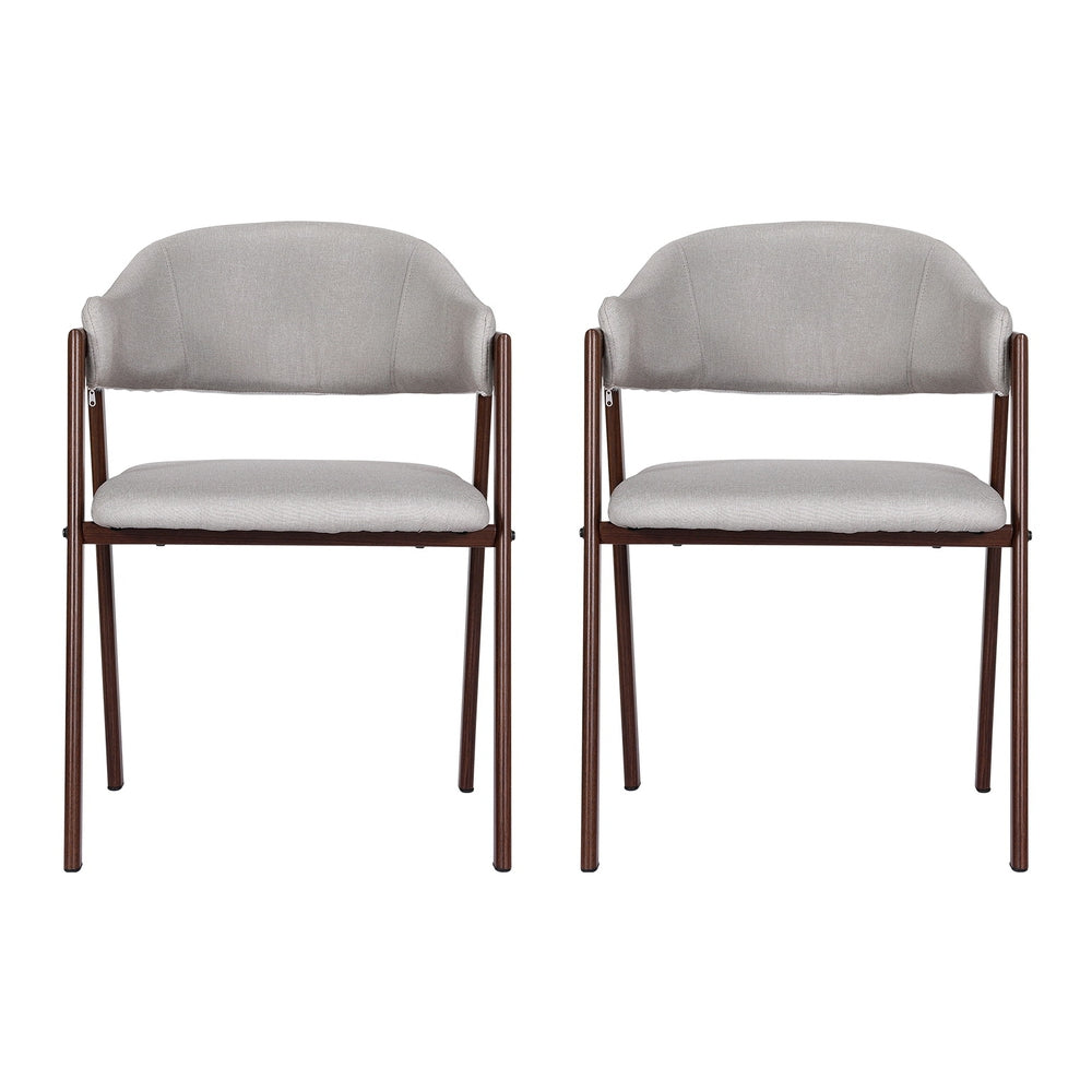 Dining Set - Dining Chairs Set Of 2 Linen Hollow Armchair Grey