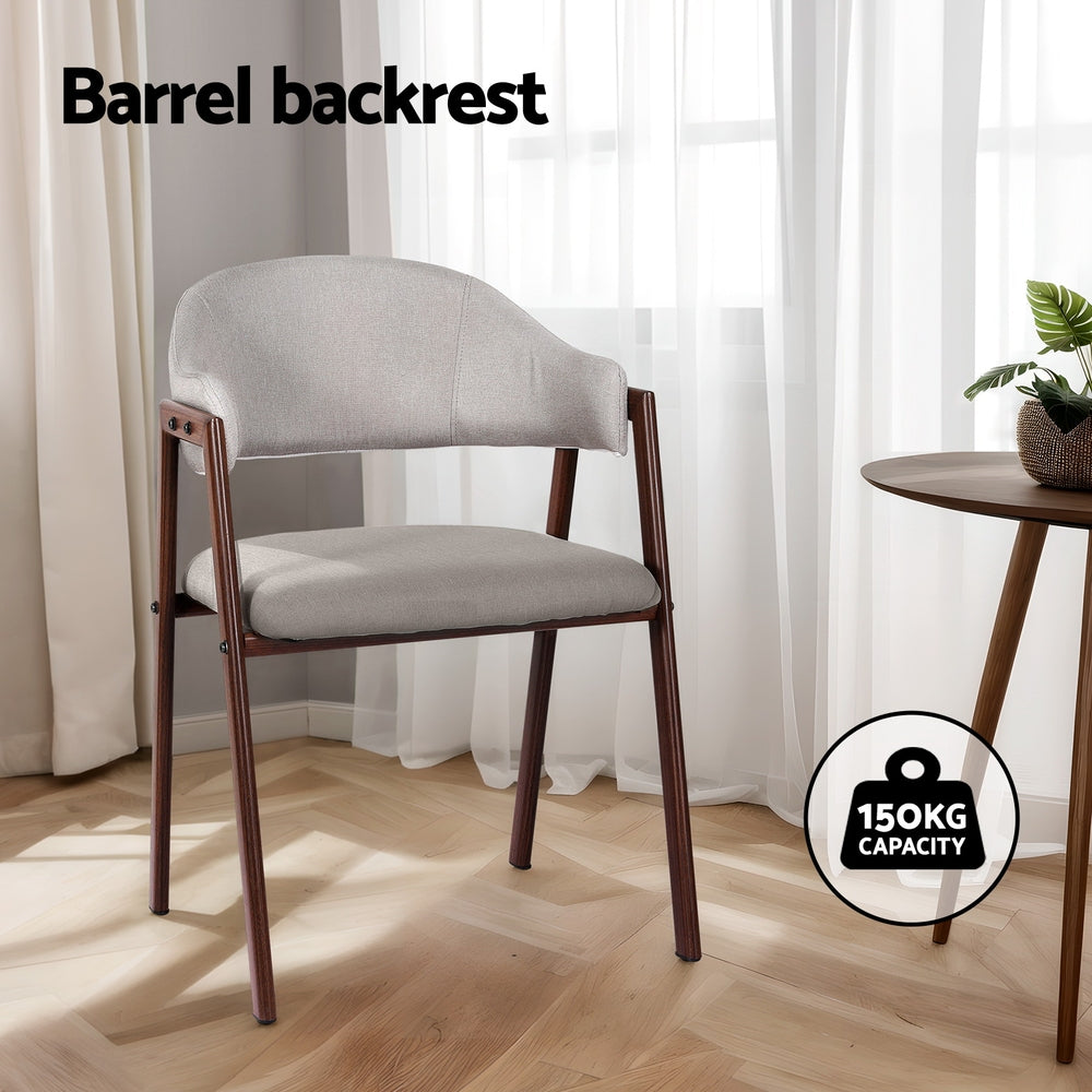 Dining Chairs Set Of 2 Linen Hollow Armchair Grey