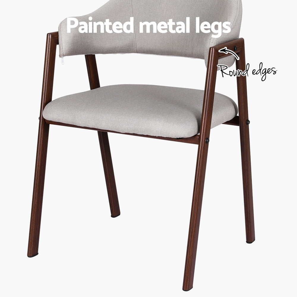 Dining Chairs Set Of 2 Linen Hollow Armchair Grey | Dining Set