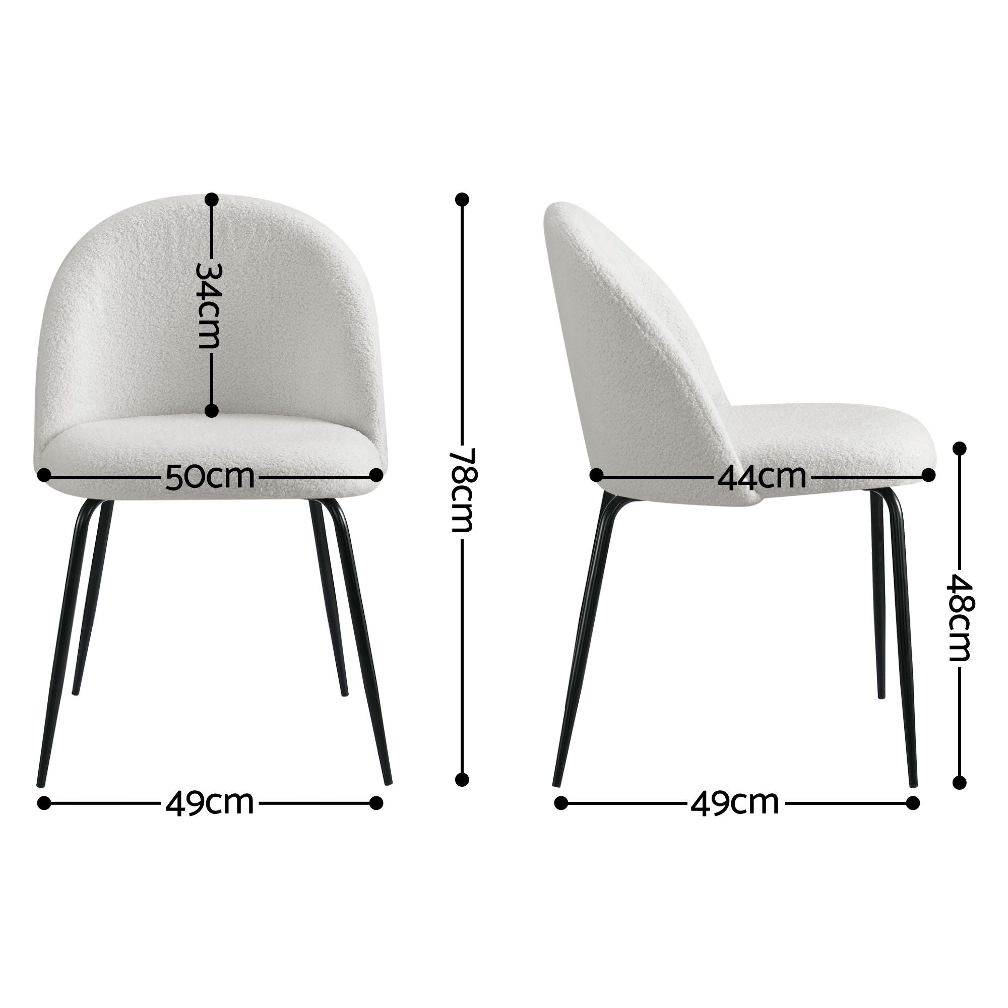Sherpa Boucle Dining Chairs Set of 6 White | Simpledeals
