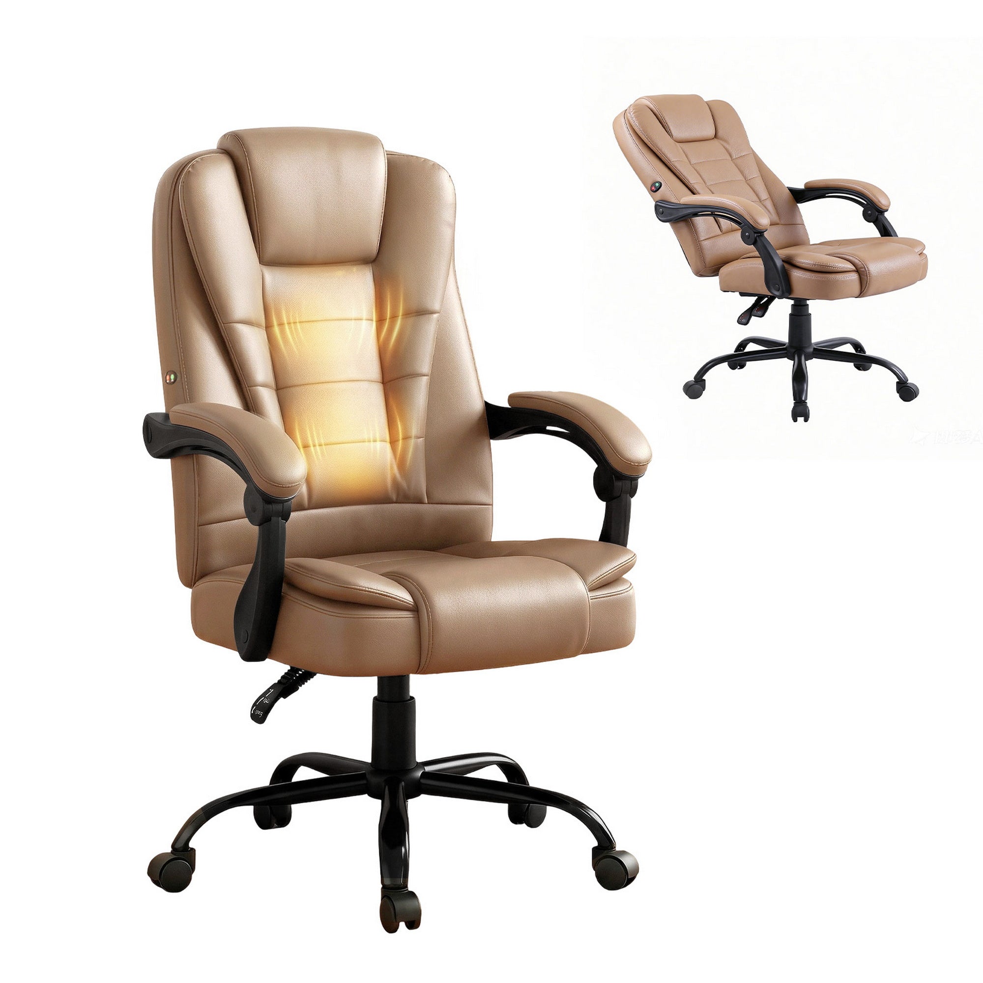 2 Point Massage Office Chair Pu Leather Espresso
