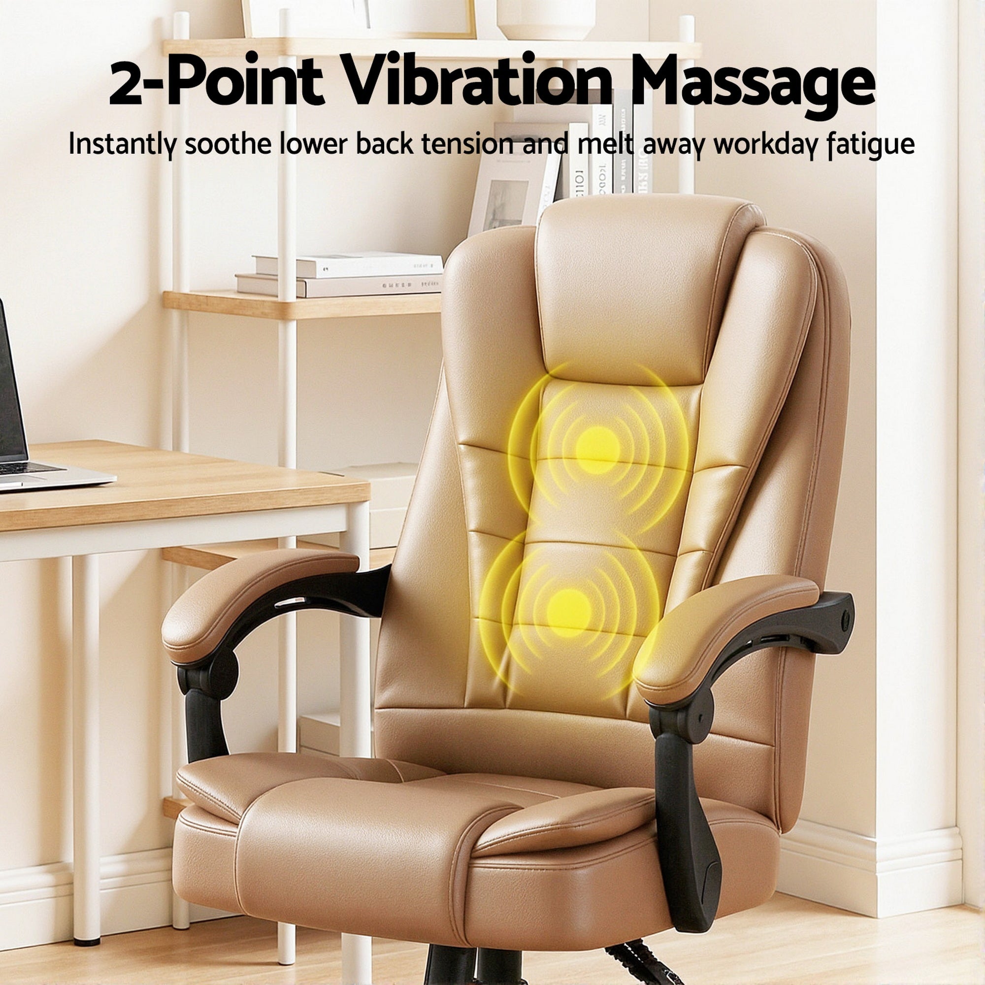2 Point Massage Office Chair Pu Leather Espresso