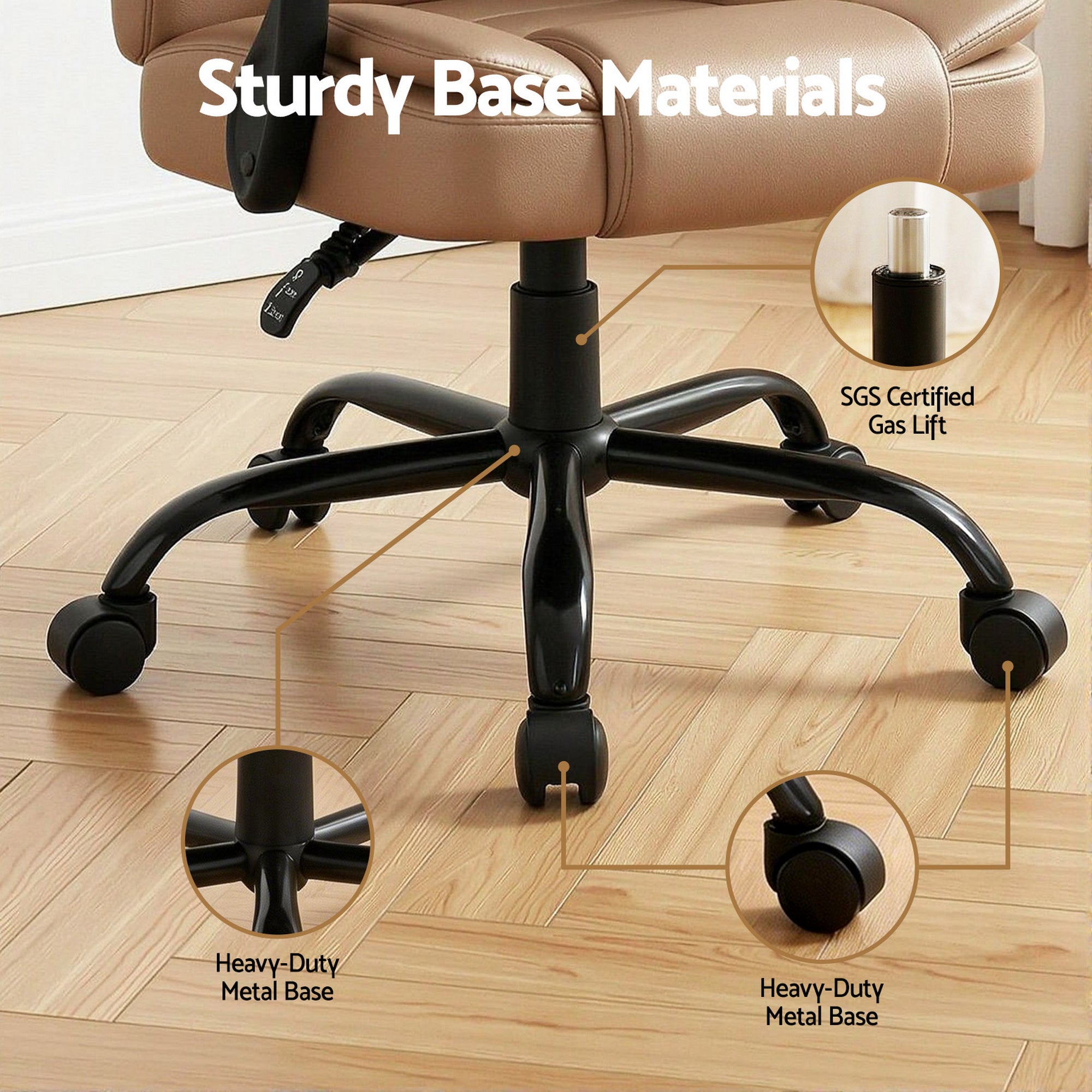 2 Point Massage Office Chair Pu Leather Espresso