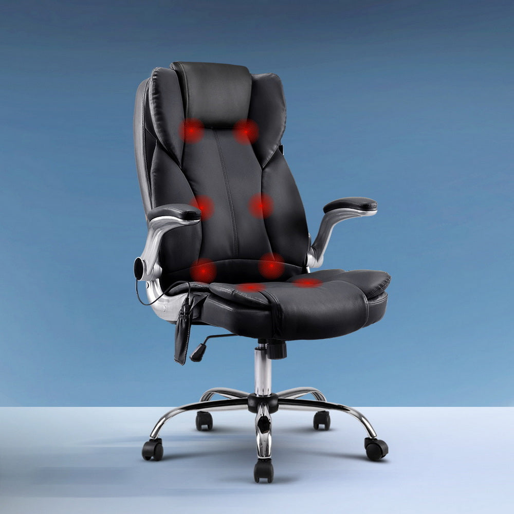 8 Point Massage Office Chair Pu Leather Black