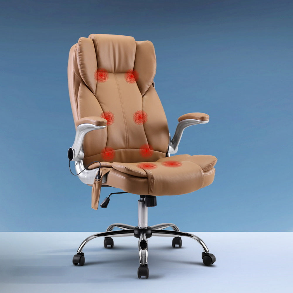 8 Point Massage Office Chair Pu Leather Espresso