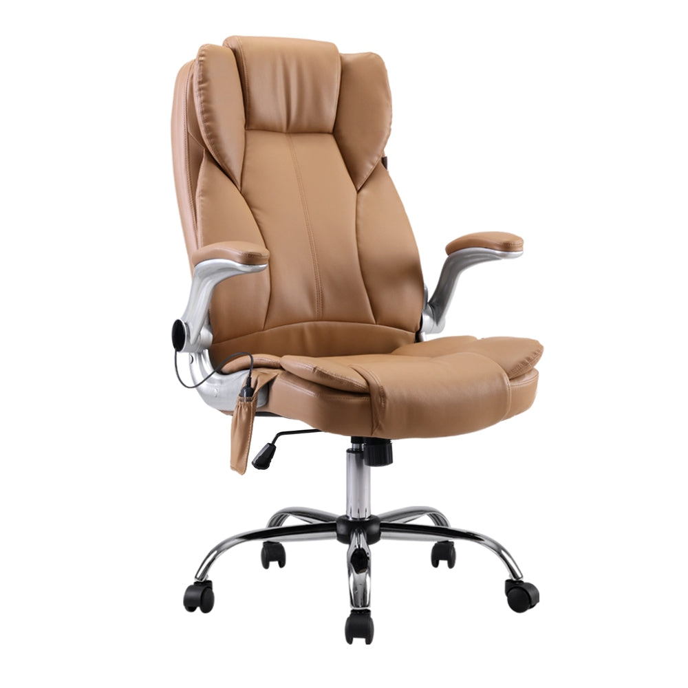 8 Point Massage Office Chair Pu Leather Espresso