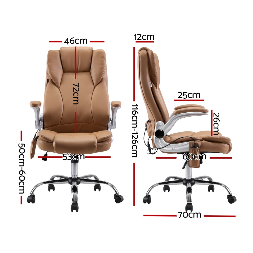8 Point Massage Office Chair Pu Leather Espresso