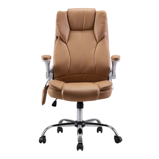8 Point Massage Office Chair Pu Leather Espresso - Artiss Gaming Computer Desk
