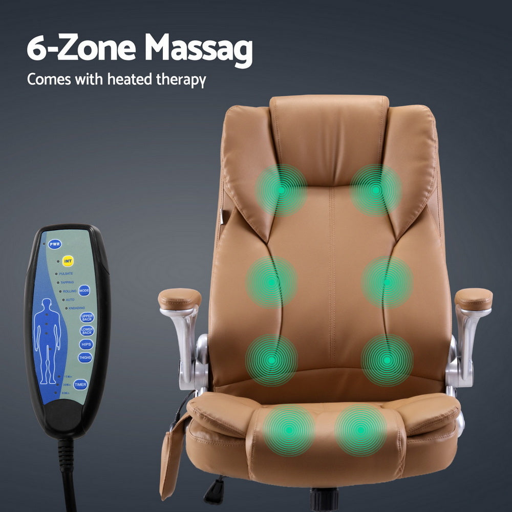 8 Point Massage Office Chair Pu Leather Espresso